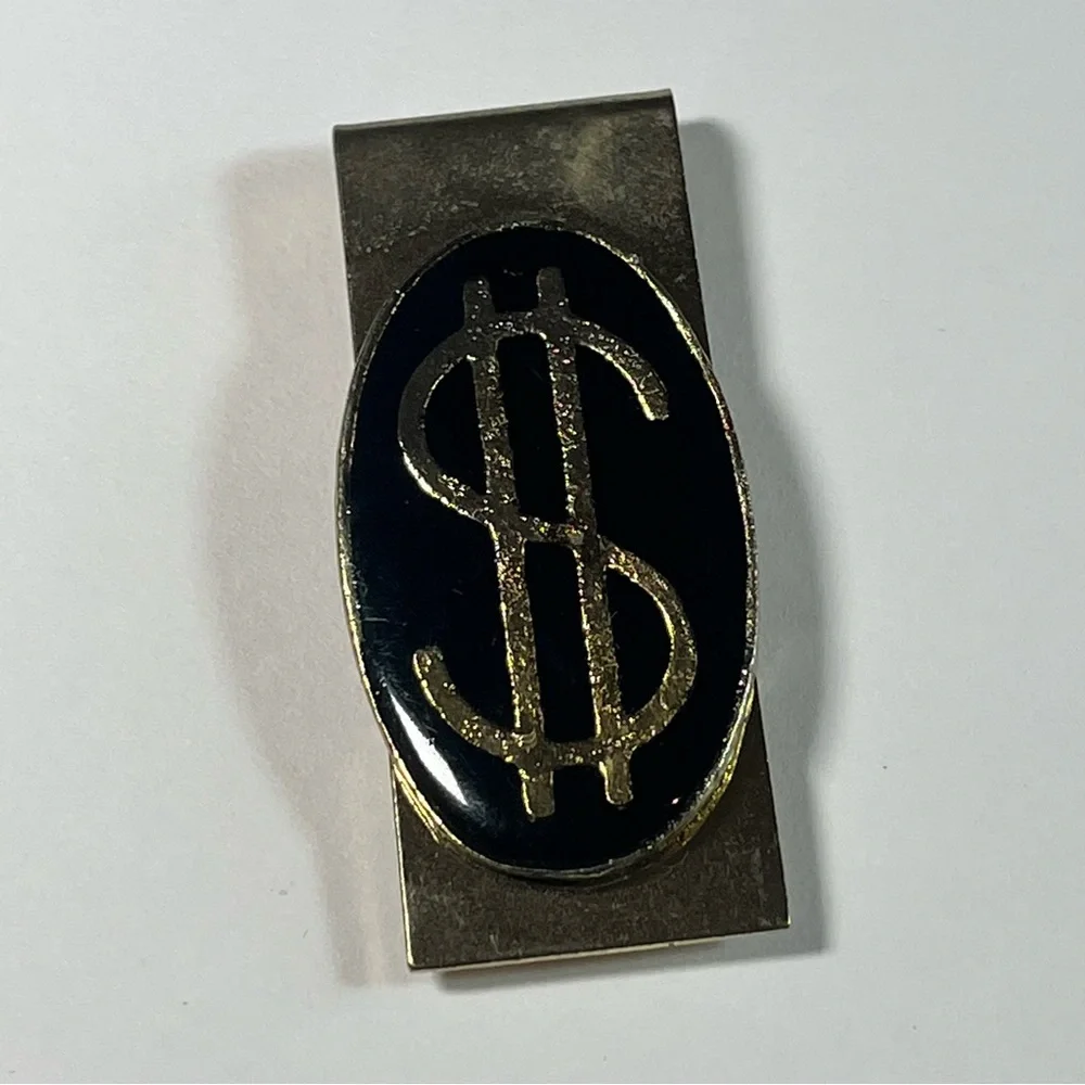 Vintage Dollar Sign Gold Tone Money Clip